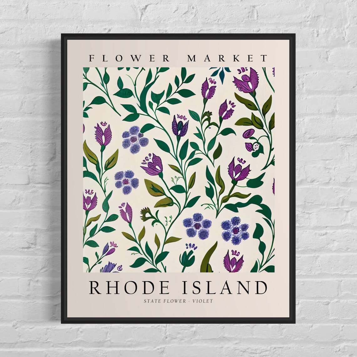 Rhode Island State Flower Violet Botanical Art Print