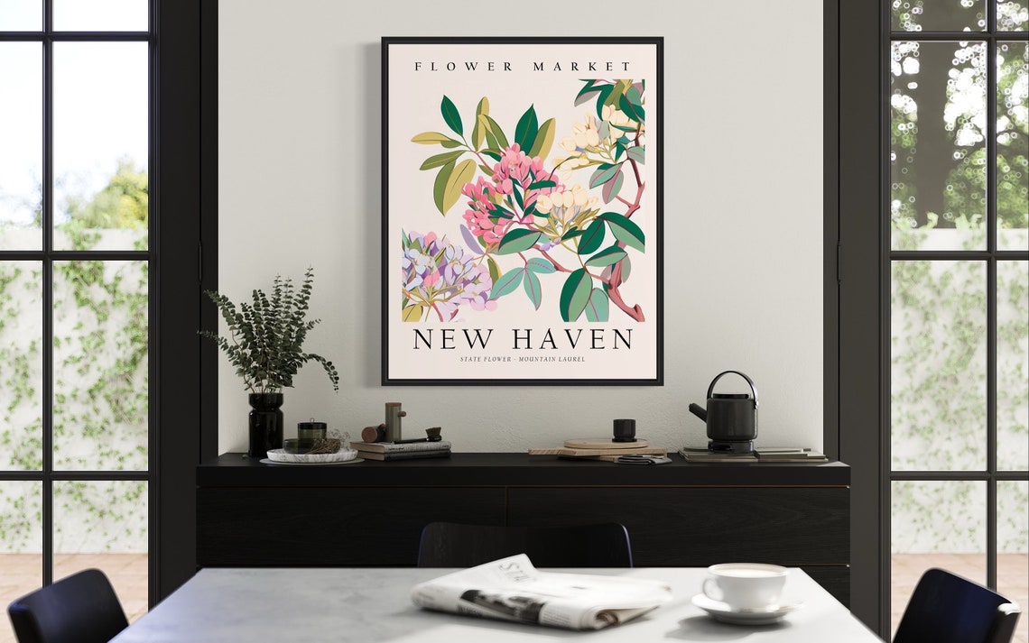 New Haven Mountain Laurel State Flower Market Blooming Poster - Image 3