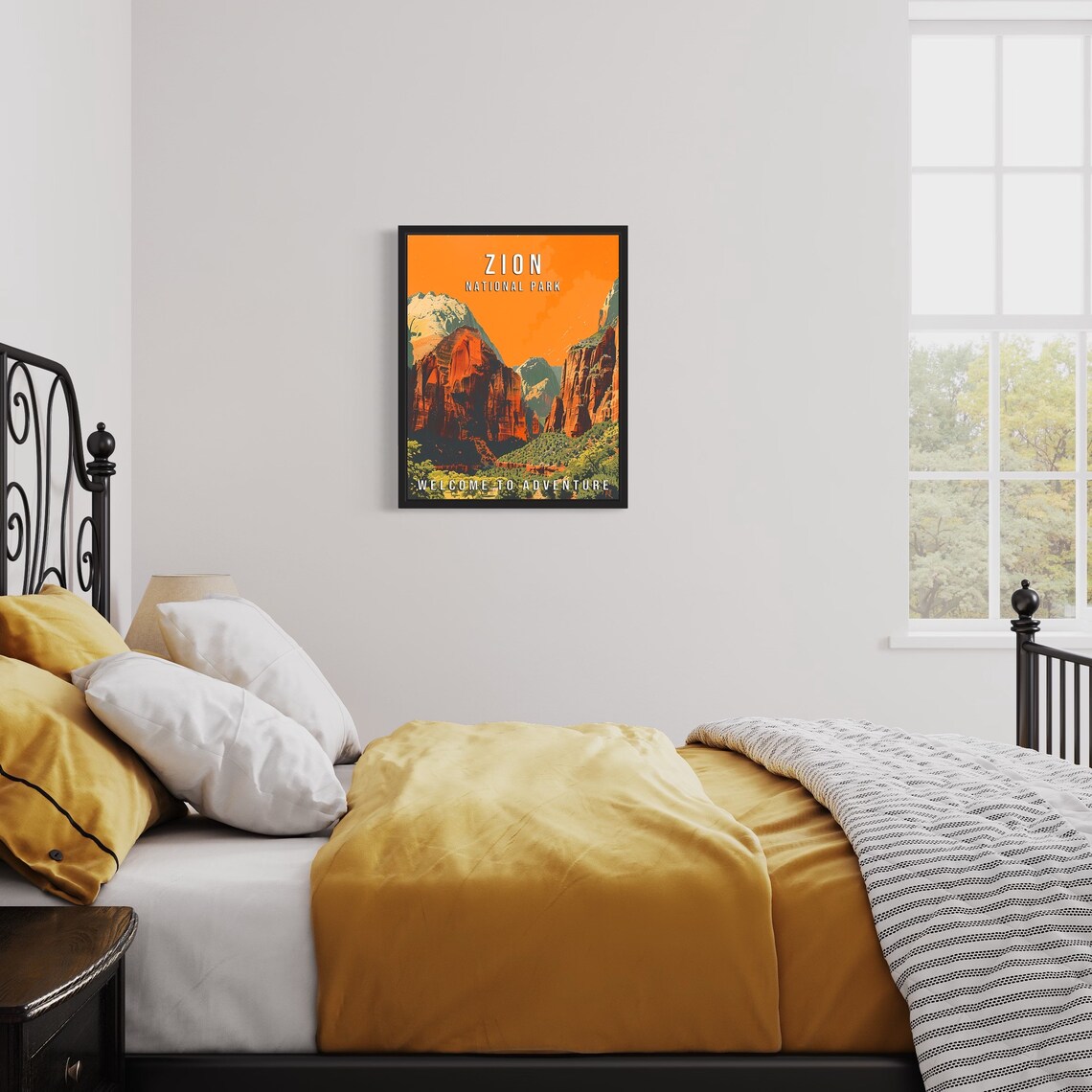 Zion National Park Utah Red Rock Canyon Sunset Vintage Travel Poster - Image 2