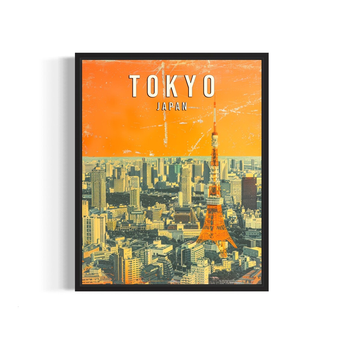 Tokyo Japan Vintage Sunset Tokyo Tower Cityscape Travel Poster
