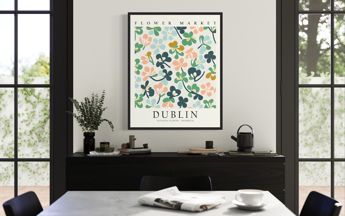 Dublin Ireland Flower Market Travel Poster, Wall Art - Image 2