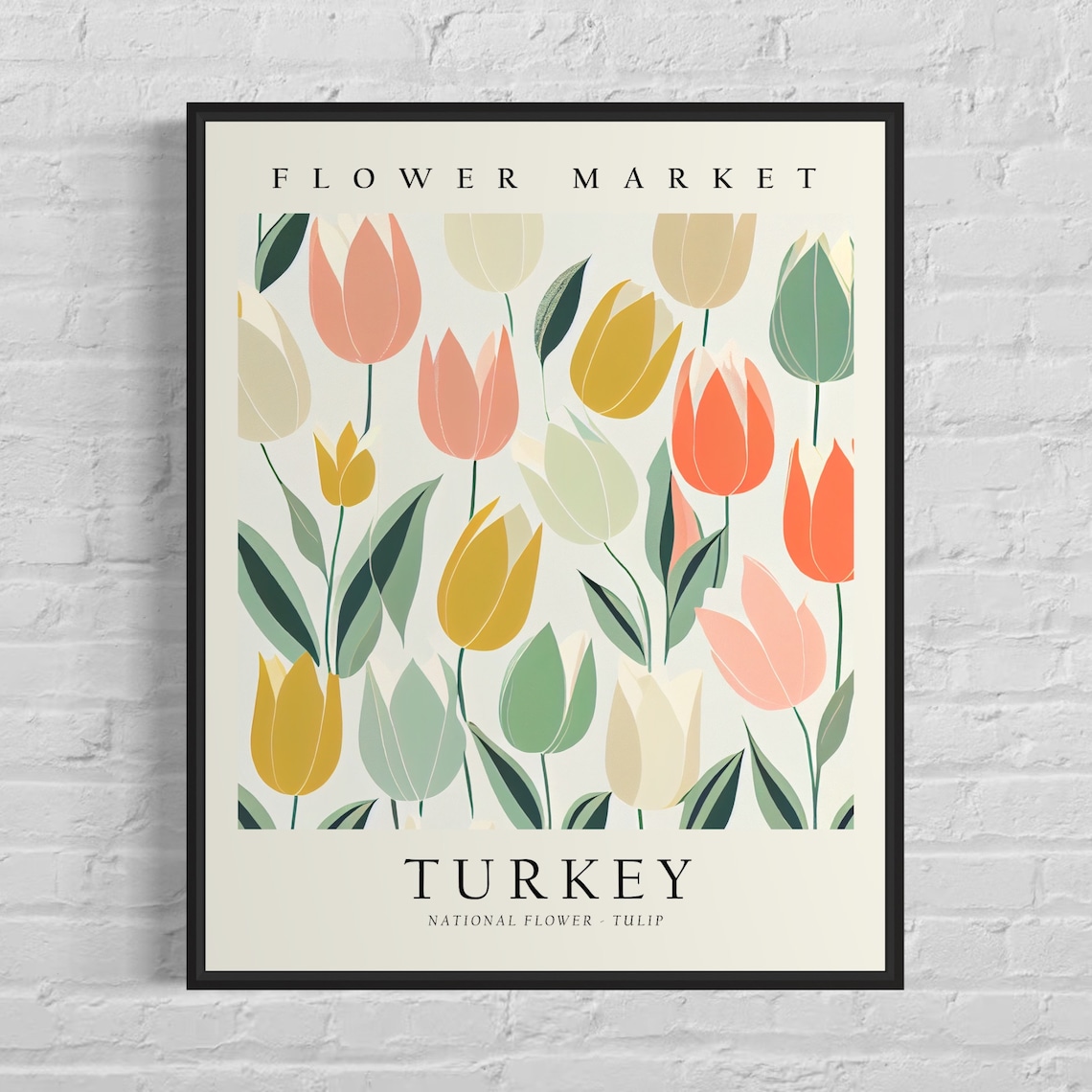 Turkey Flower Market Pastel Tulip Bloom Vintage Style Poster