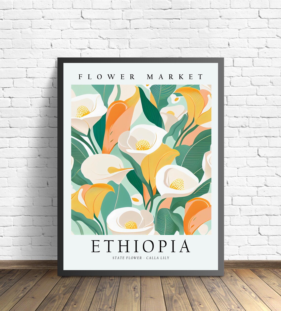 Ethiopia Calla Lily Flower Market Botanical Floral Garden Art Poster