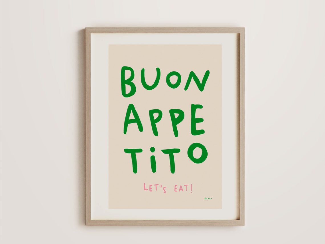 Buon Appetito Lets Eat Green Hand Lettered Italian Kitchen Poster - Image 4