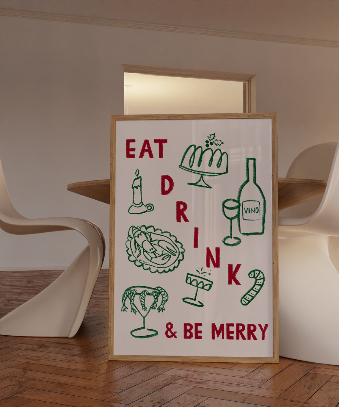 Eat Drink And Be Merry Christmas Dinner Party Kitchen Poster - Image 4