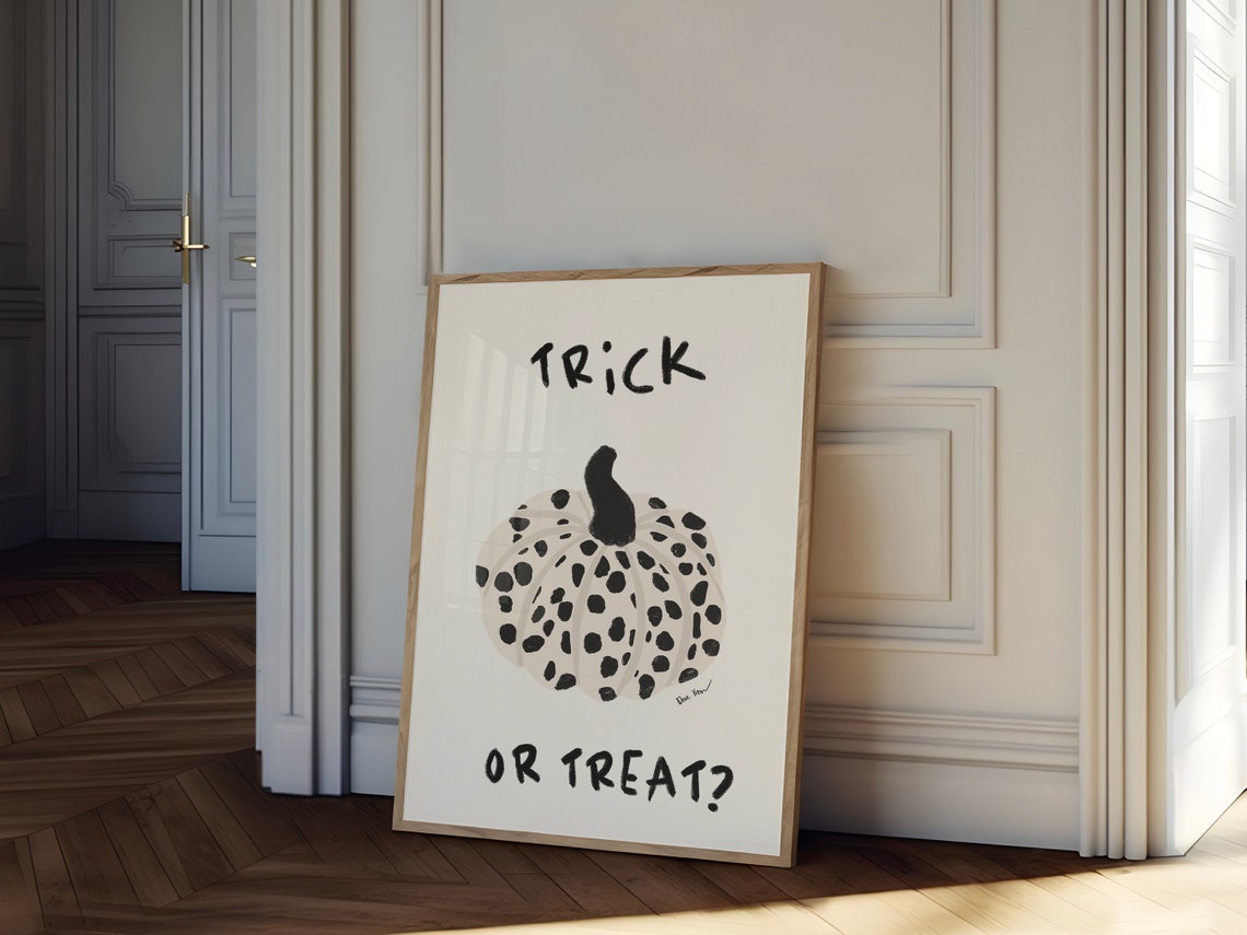 Trick Or Treat Dalmatian Spotted Pumpkin Cute Halloween Poster - Image 3