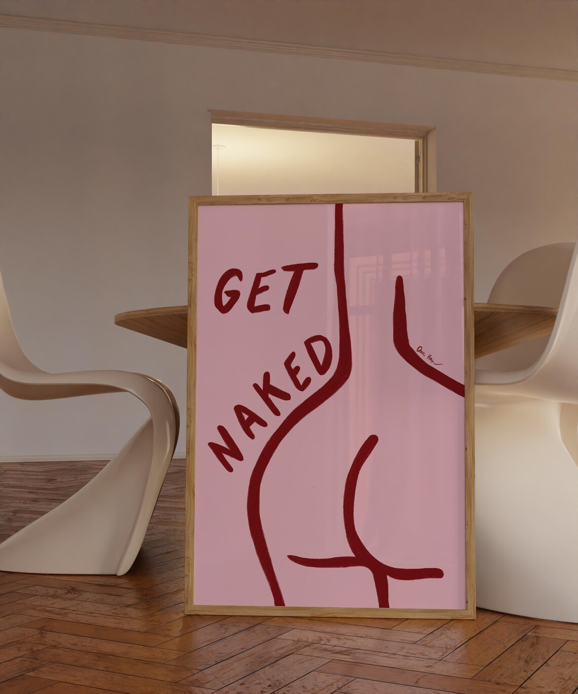 Get Naked Bathroom Print Female Body Line Art Trendy Bedroom Wall Art College Dorm Poster Female Body Poster Blue Bathroom Posters - Image 2