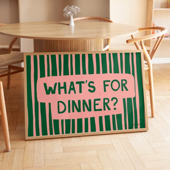 Whats For Dinner Wall Art Horizontal Kitchen Print Funny Kitchen Poster Typography Print Aesthetic Dining Room Poster Gallery Wall Art