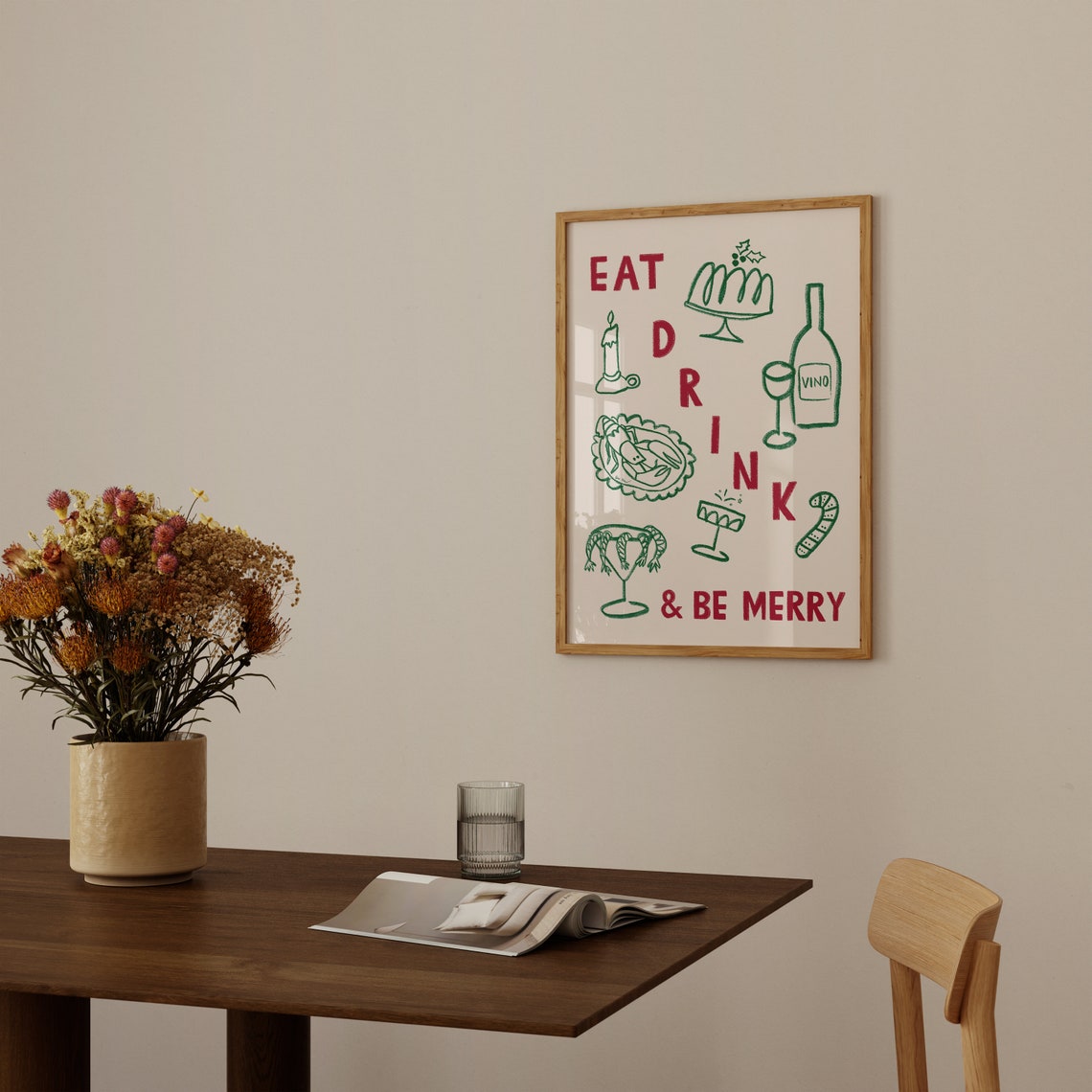Eat Drink And Be Merry Christmas Dinner Party Kitchen Poster - Image 3