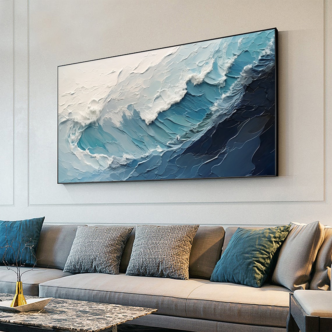 Powerful Blue Ocean Wave Curling With White Foam Crest Poster - Image 3