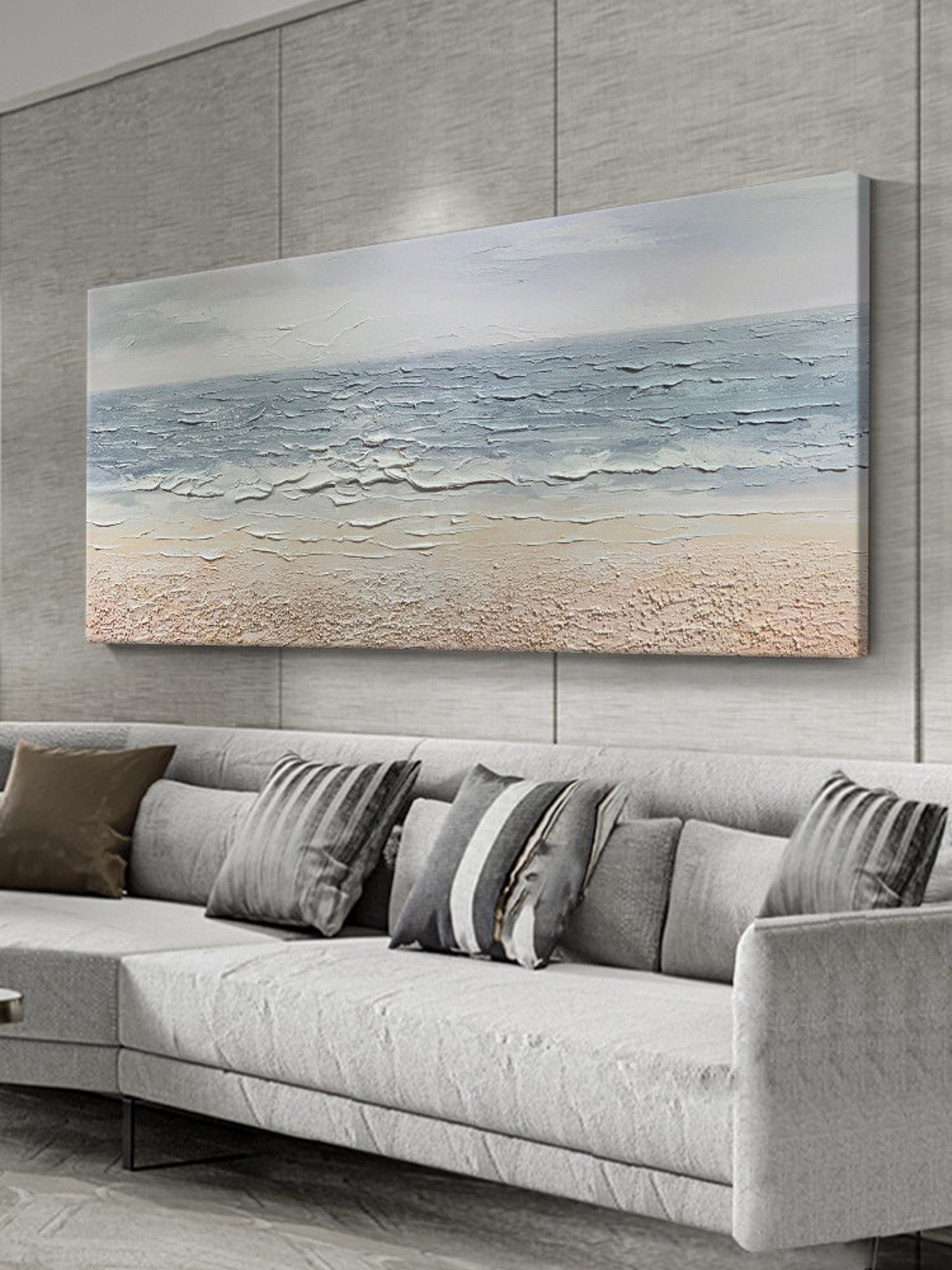 Misty Grey Blue Beach Sand Textured Minimalist Seaside Poster - Image 3