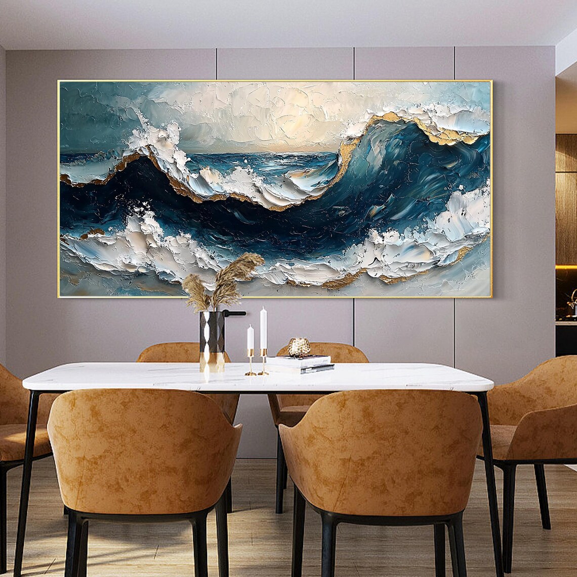 Deep Blue Ocean Wave Impasto Oil Painting Seascape Art Poster - Image 6