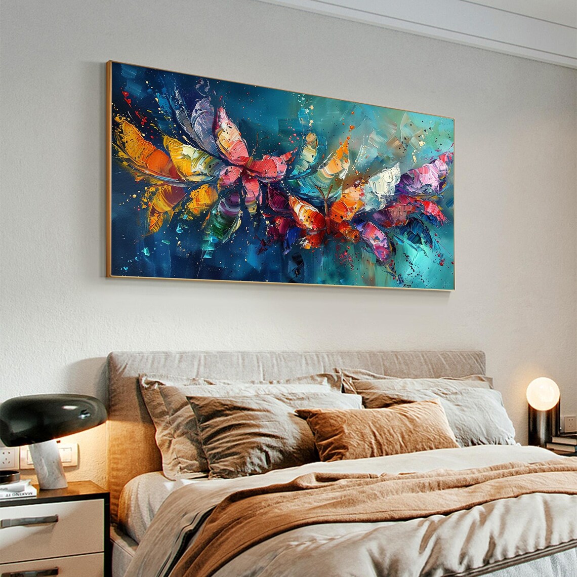 Colorful Abstract Butterfly Wings Textured Impasto Oil Poster - Image 4