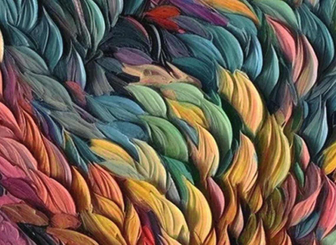 Swirling Rainbow Feather Strokes in Thick Impasto Motion Poster - Image 4