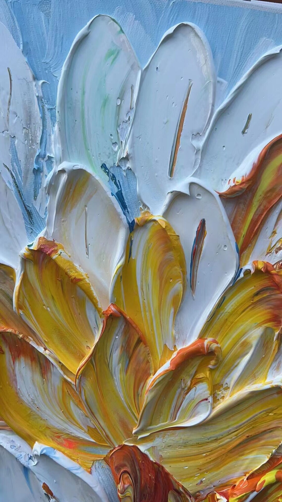 3D White Orange Blossom Impasto Panoramic Oil Painting Art Print - Image 2