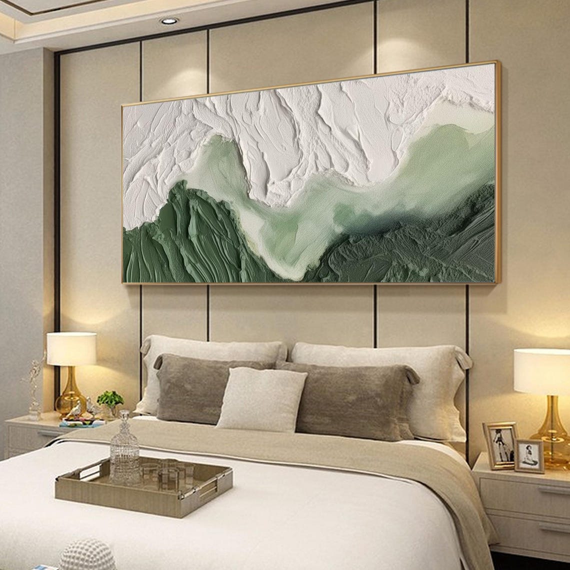 Minimalist White Clouds Drifting Over Rolling Green Hills Poster - Image 2