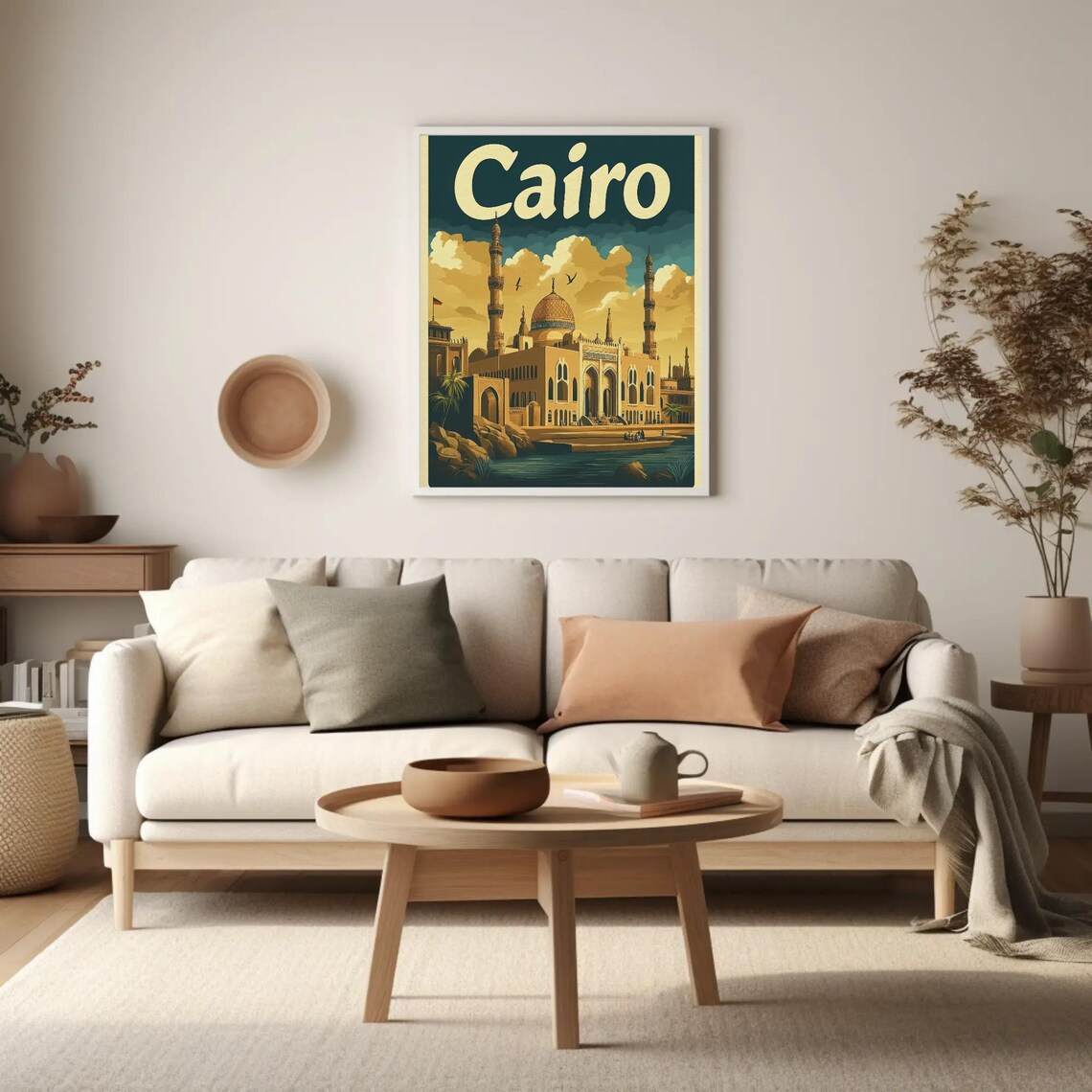 Cairo Egypt Retro Travel Poster, Mosque Design - Image 2