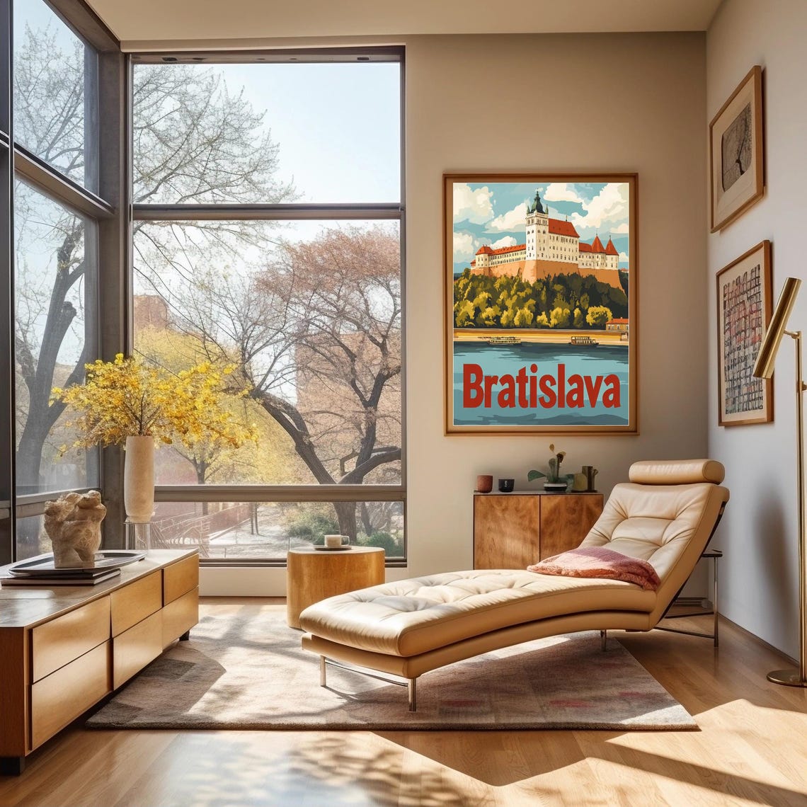 Bratislava Castle Art Vintage Travel Poster Style With Iconic Architecture And Serene Danube River Scene - Image 3