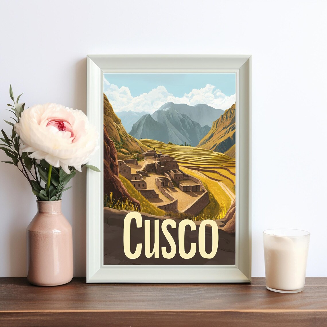 Cusco Peru Vintage Travel Poster, Incan Architecture