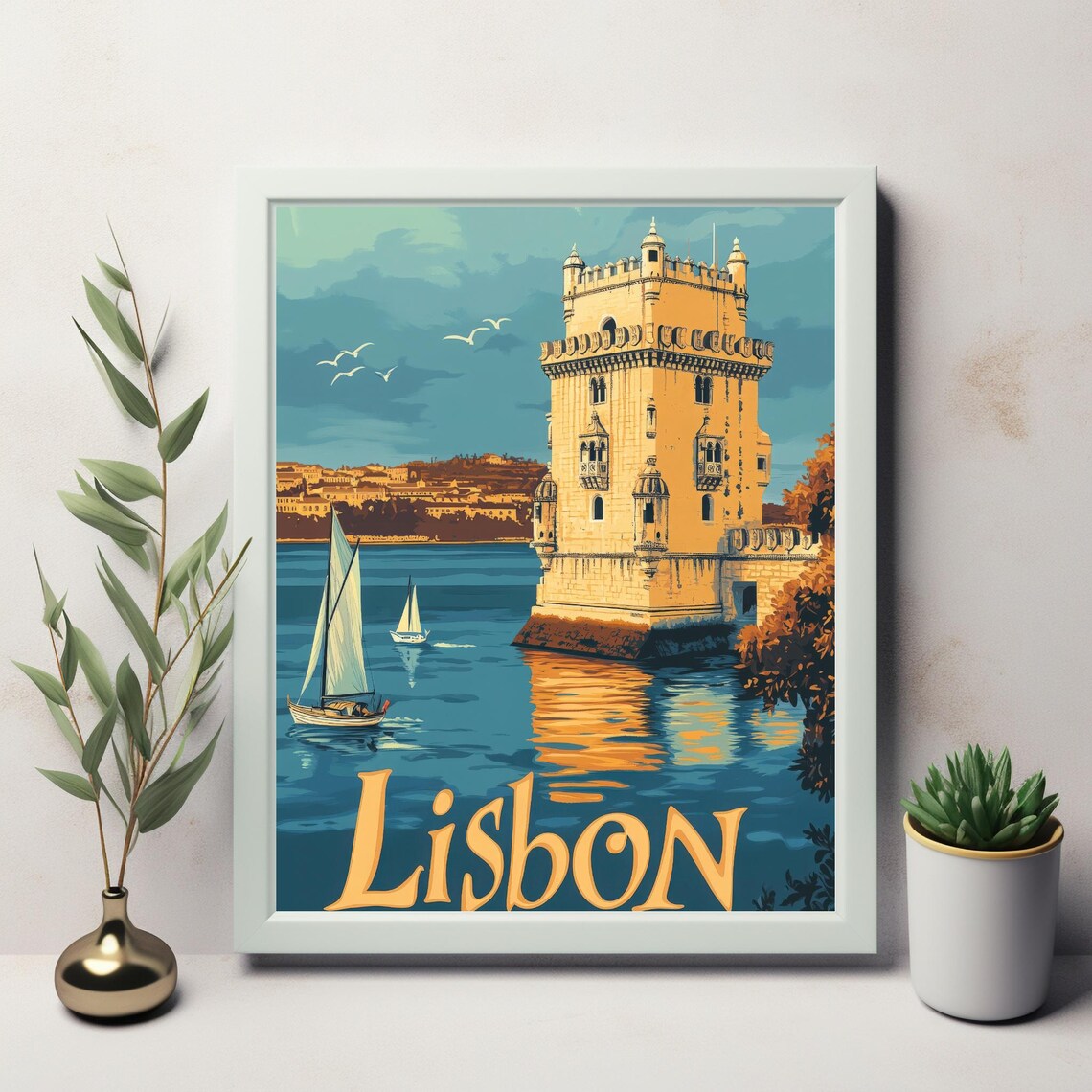Lisbon Belm Tower Illustration, Travel Poster