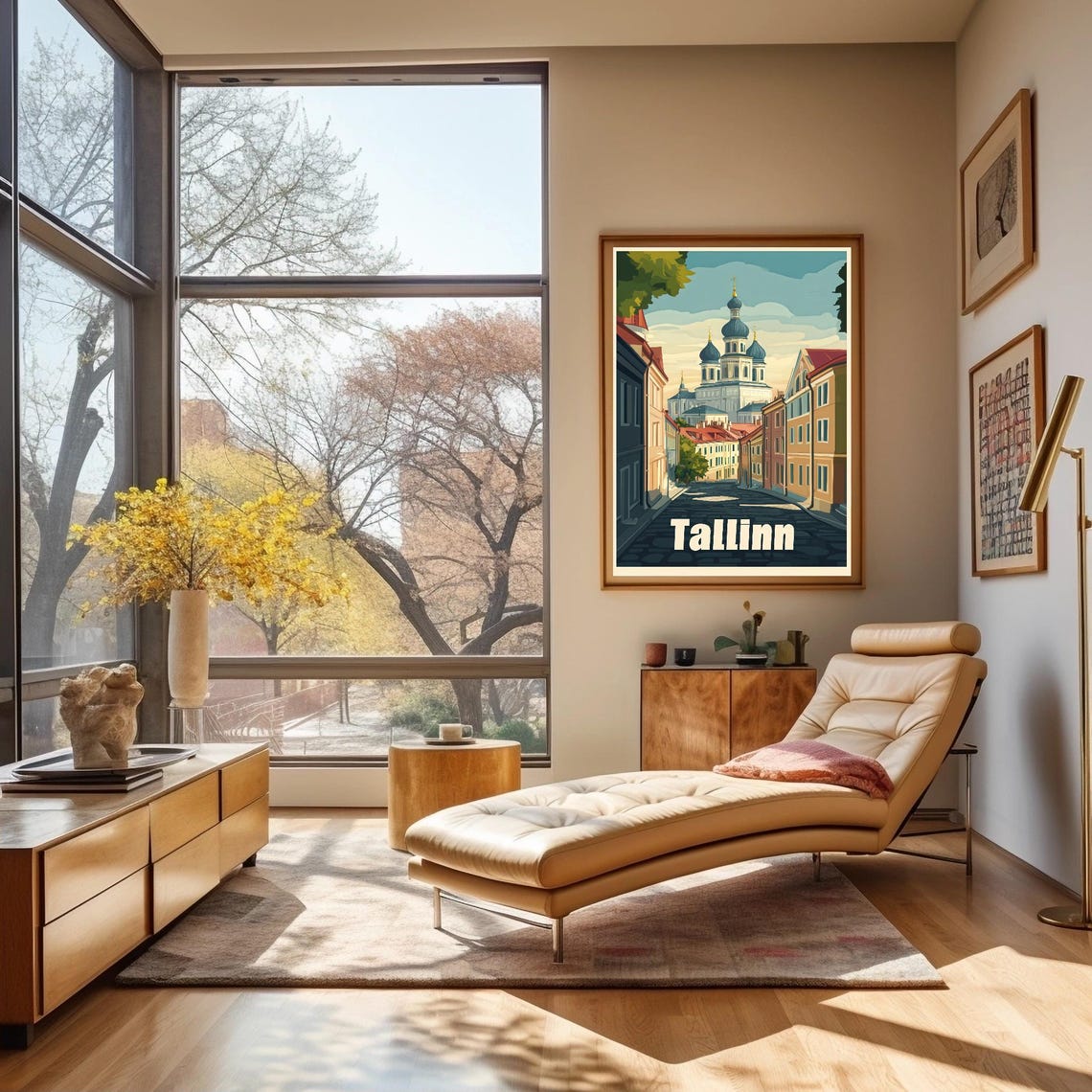 Charming Street Scene In Tallinn Featuring Distinctive Cathedral Vintage Style Art For Wall Decor - Image 2
