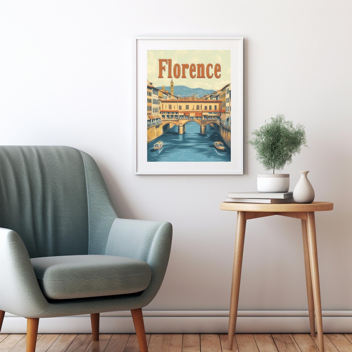 Vintage Florence Poster, Ponte Vecchio Bridge - Image 2