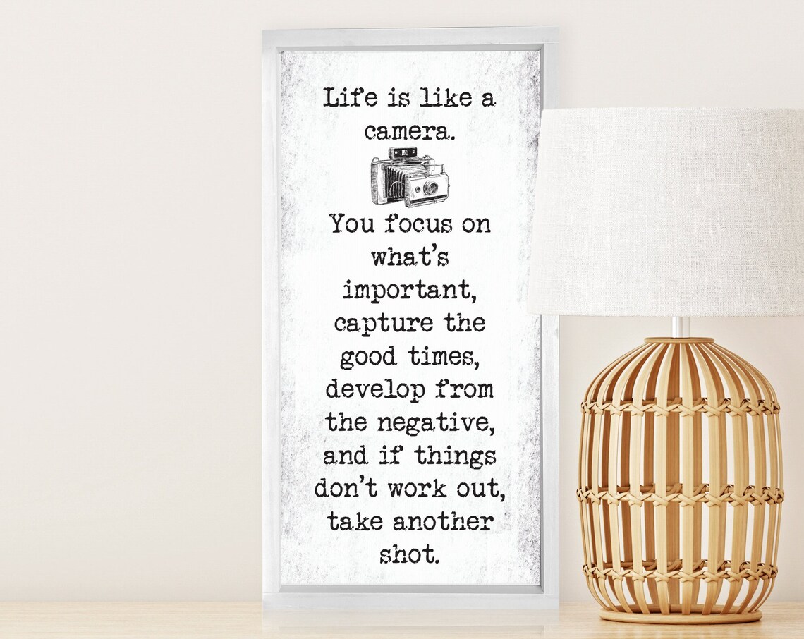Life Is Like A Camera Inspirational Vintage Camera Quote Poster