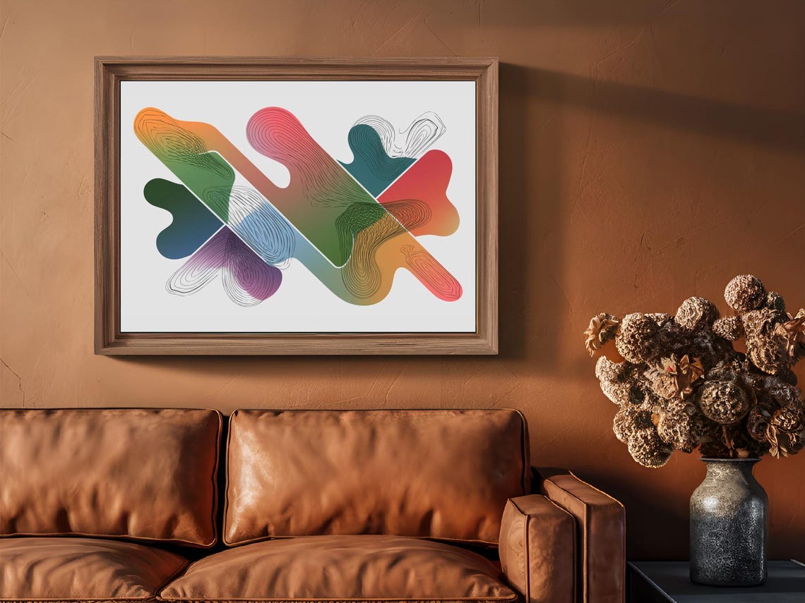 Colorful Fluid Abstract Lines Gradient Organic Shapes Wall Art - Image 3