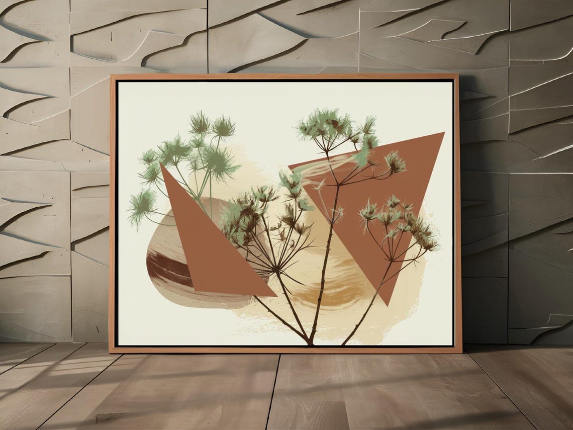 Dried Desert Flowers With Terracotta Triangles Botanical Poster