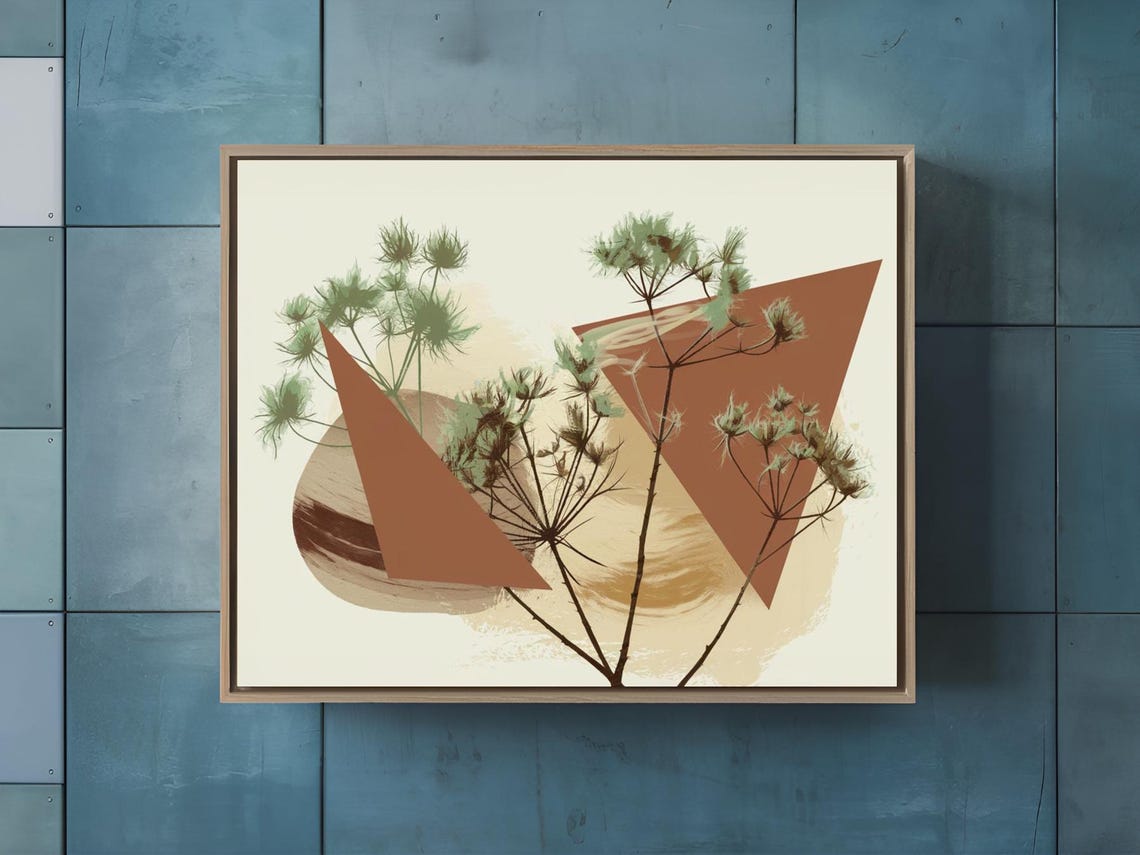 Dried Desert Flowers With Terracotta Triangles Botanical Poster - Image 2