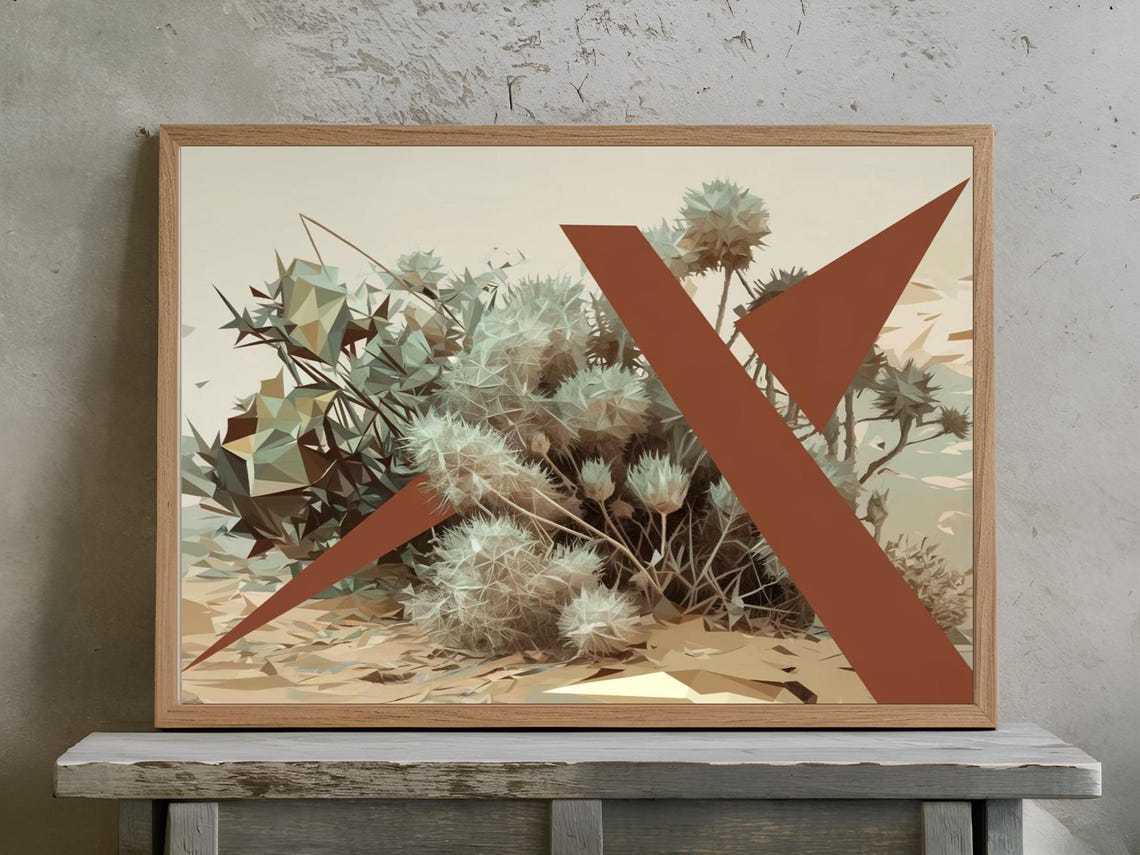 Geometric Dried Desert Flowers Low Poly Botanical Art Poster - Image 3