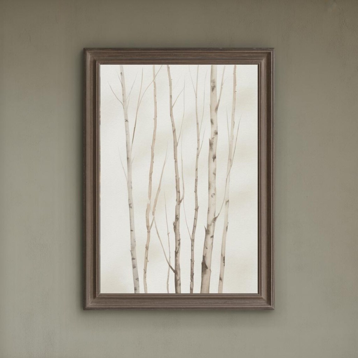 White Birch Trees Watercolor Minimalist Nature Square Poster - Image 3
