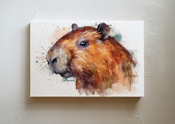 Watercolor Capybara Wall Art Print Capybara Decor Capybara Lover Gift Animal Wall Hanging Decoration Nature Wildlife Painting