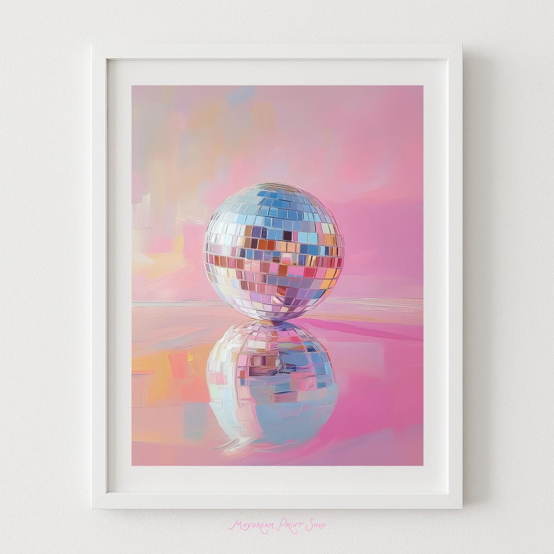 Pink Disco Ball Retro 70s Party Trendy Glam Home Decor Poster