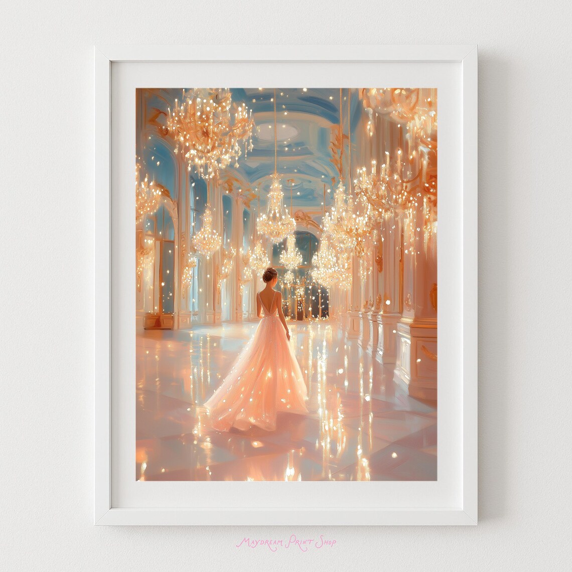 Elegant Ballroom Art Print, Romantic Dance Scene