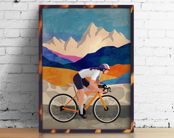 Female Cyclist Cycling Art Print Ideal Print For Decorating Your Home Or Office