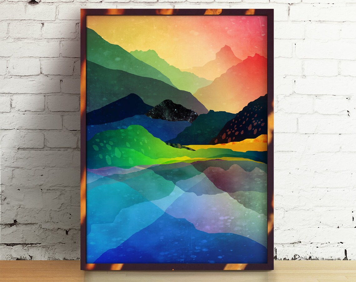 Mountain Sunset Landscape Art Print - Image 3