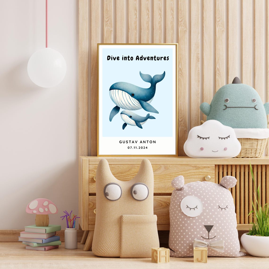 Personalizable Child Poster, Whale Nursery Decor - Image 3