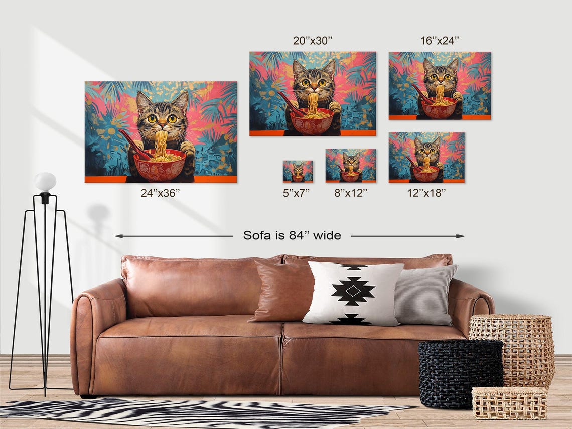 Maximalist Eclectic Ramen Tabby Cat Print Bold Altered Animal Portrait Fantasy Fun Colorful Renaissance Rustic Art - Image 3