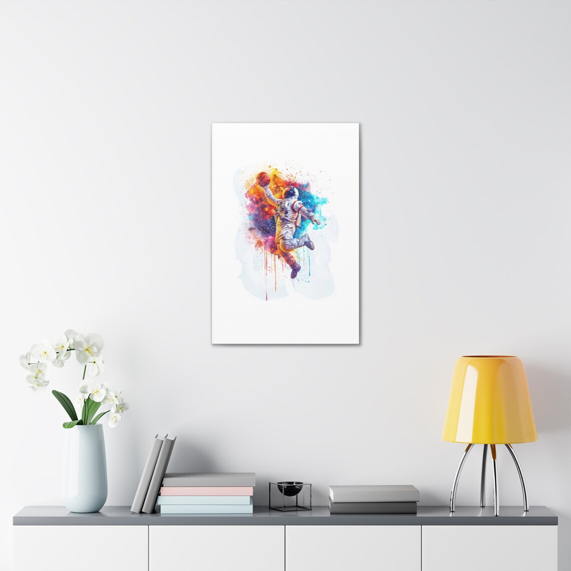 Astronaut Basketball Dunk Watercolor Splash Painting Space Sport Art Poster - Image 2