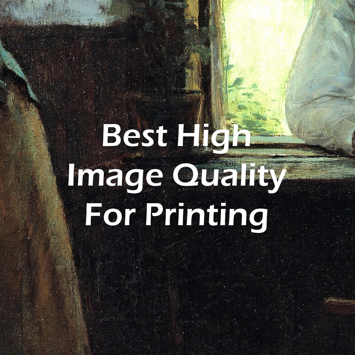 Woman and Man at Window Rustic Vintage Interior Oil Painting Poster - Image 4