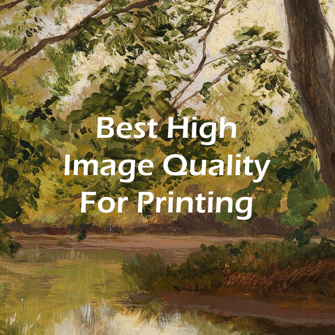 Forest Pond Reflections Green Summer Oil Painting Landscape Poster - Image 4