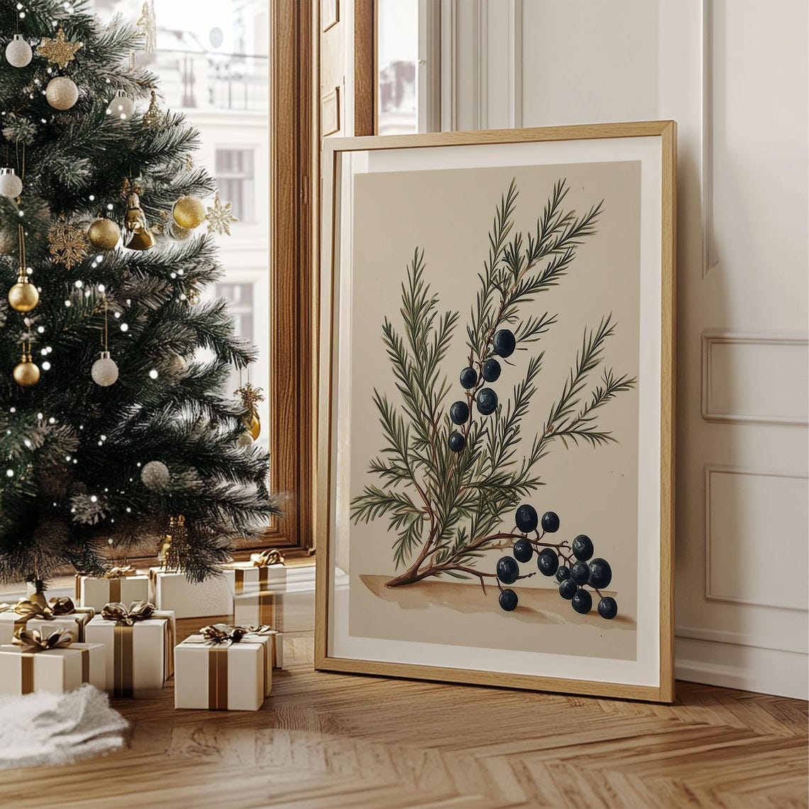 Juniper Twig with Berries Vintage Botanical Illustration Poster - Image 5