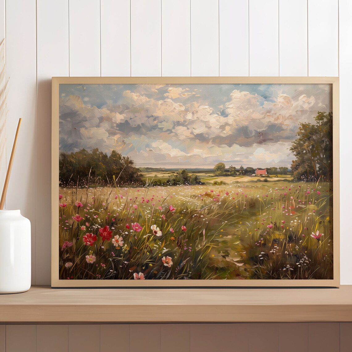 Meadow Wildflowers Vintage Landscape Art Print - Image 3