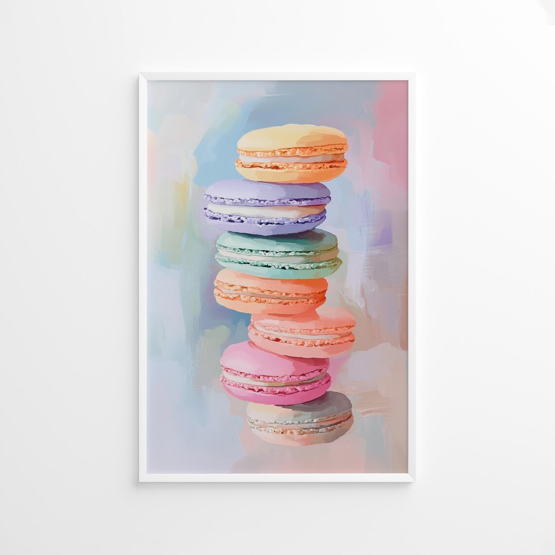 Pastel Macaron Art Print, French Dessert Kitchen Decor