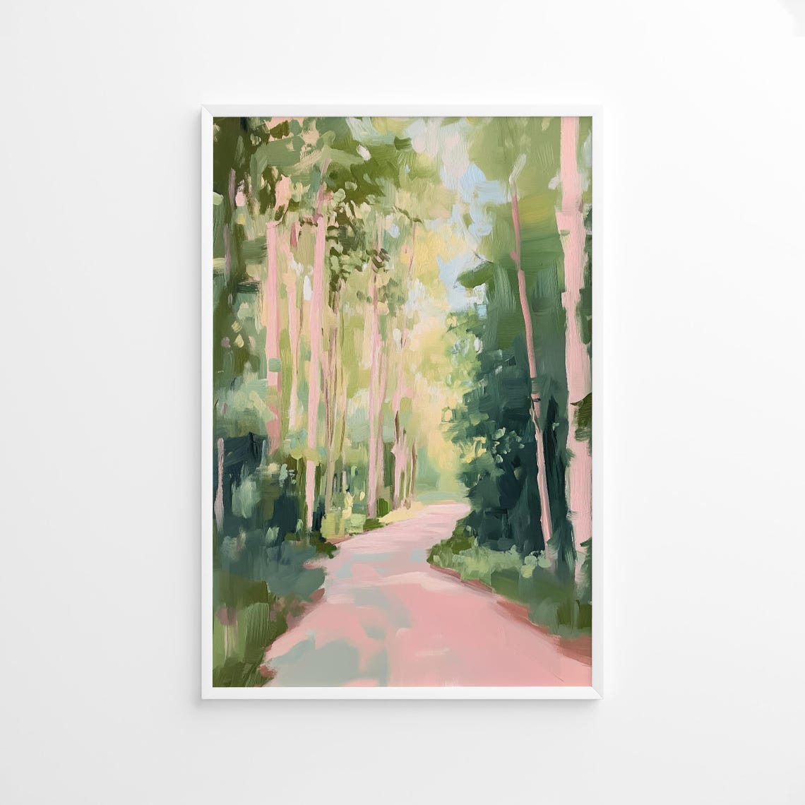 Spring Forest Landscape Art Print, Pastel Trees