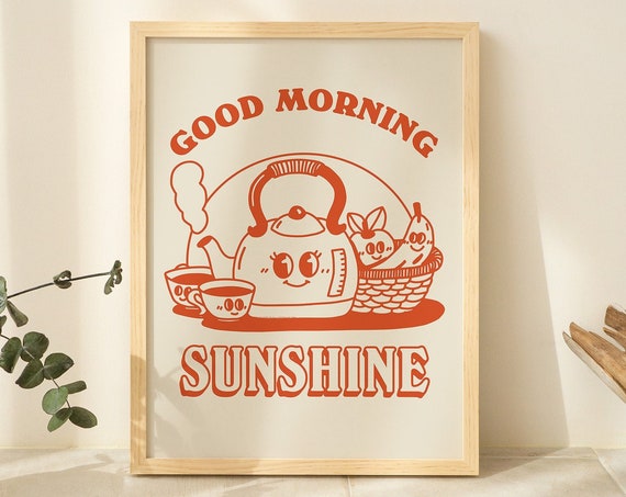 Cute Kitchen Wall Print Print Retro Food Wall Decor Large Breakfast Art Prints Vintage Art Cottagecore