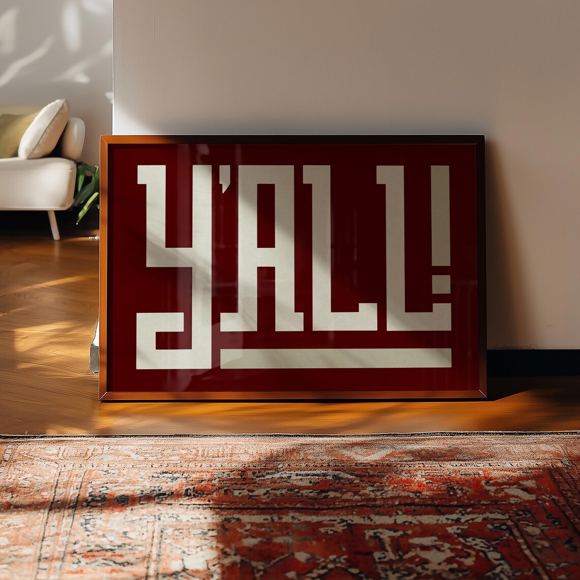 Yall Southern Maroon Charm Wall Art Print, Home Decor - Image 2