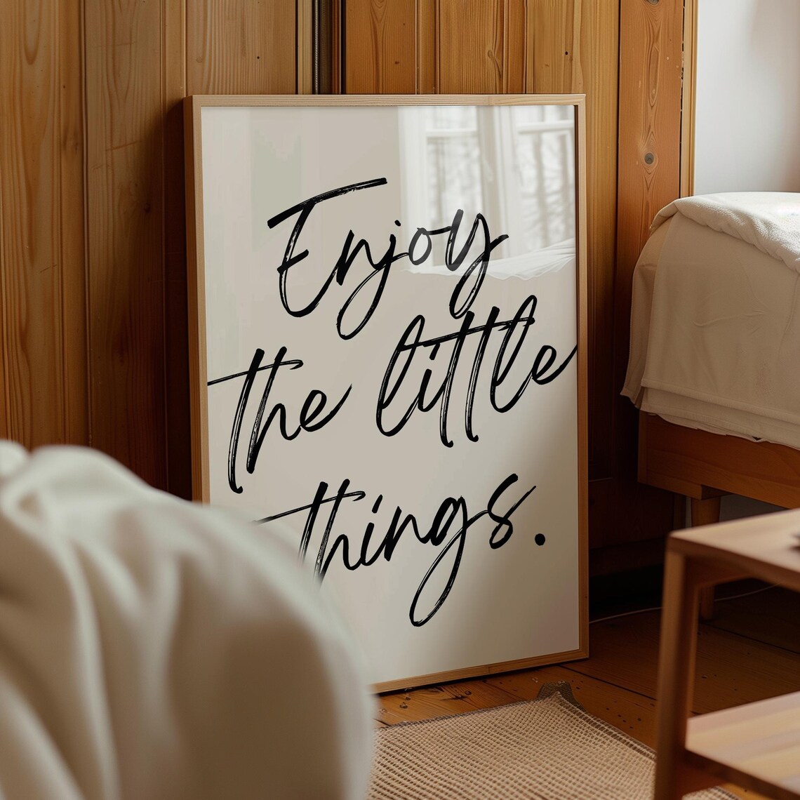 Enjoy The Little Things Quote Print Living Room Wall Art Living Room Typography Quote Print Life Quote Family Room Wall Decor