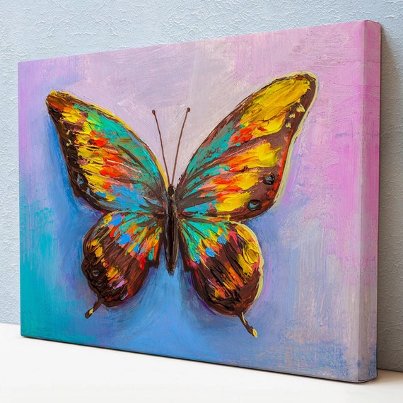 Colorful Butterfly Oil Painting Style Decorative Wall Art Animal Wall Art Animal Wall Decor Large Wall Art
